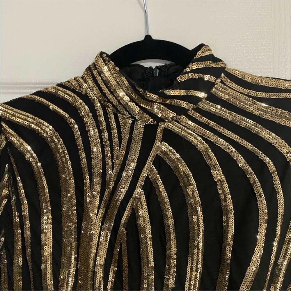 Fashion Nova Black Headed To The Grammy’s Sequin Midi Dress - Picture 7 of 9